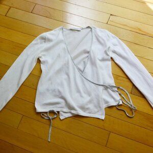 Patrick Gerard Wrap Blouse with Metallic Trim Size 2 XS